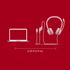 Logitech® H390 Wired On-Ear Headset For PC/Laptop, Rose, 981-001280