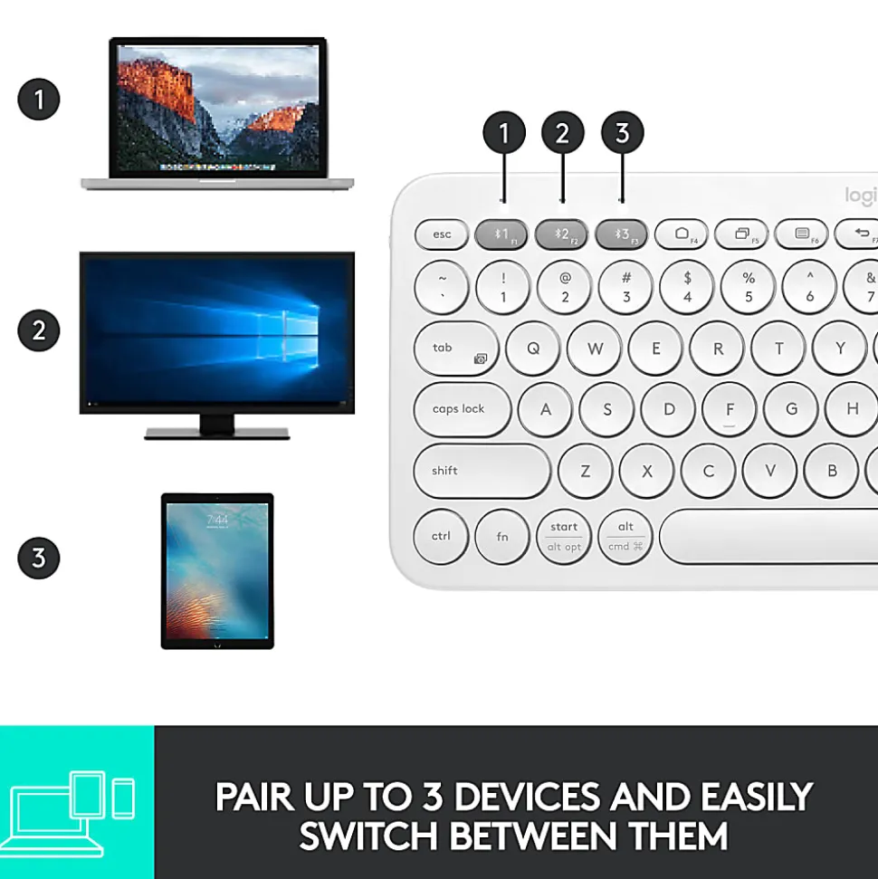 Logitech® K380 Multi-Device Bluetooth® Keyboard, Off White, 920-009600
