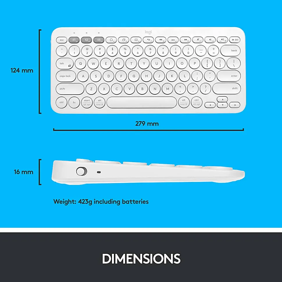 Logitech® K380 Multi-Device Bluetooth® Keyboard, Off White, 920-009600