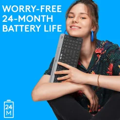 Logitech K585 Multi-Device Slim Wireless Keyboard, Built-in Cradle  - 920011479