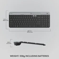 Logitech K585 Multi-Device Slim Wireless Keyboard, Built-in Cradle  - 920011479