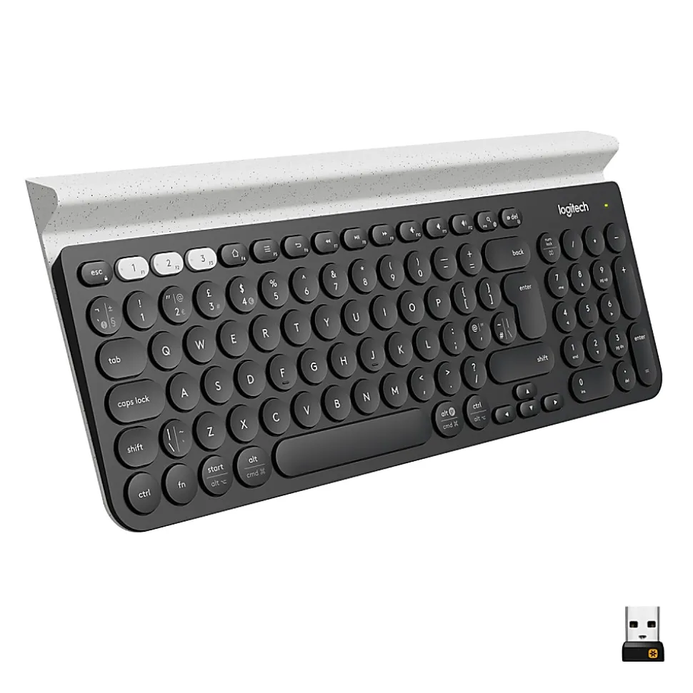 Logitech® K780 Multi-Device Wireless Keyboard, Full Size, Black/White, 920-008149