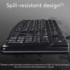 Logitech K120 Wired Keyboard for Windows, USB Plug-and-Play, Full-Size, Spill-Resistant, Curved Space Bar, Compatible with PC, Laptop - Black