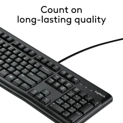 Logitech K120 Wired Keyboard for Windows, USB Plug-and-Play, Full-Size, Spill-Resistant, Curved Space Bar, Compatible with PC, Laptop - Black