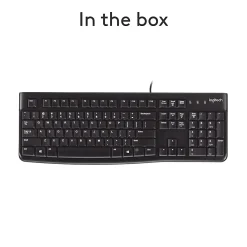 Logitech K120 Wired Keyboard for Windows, USB Plug-and-Play, Full-Size, Spill-Resistant, Curved Space Bar, Compatible with PC, Laptop - Black