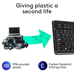 Logitech K120 Wired Keyboard for Windows, USB Plug-and-Play, Full-Size, Spill-Resistant, Curved Space Bar, Compatible with PC, Laptop - Black