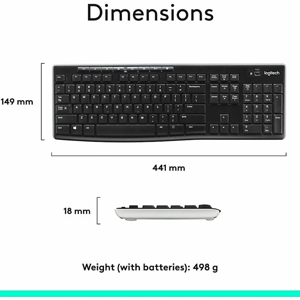 Logitech® K270 Wireless Keyboard, Black, 10459982