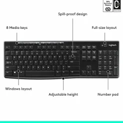 Logitech® K270 Wireless Keyboard, Black, 10459982