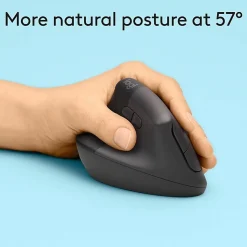 Logitech Lift Left Vertical Ergonomic Mouse, Left-handed, Wireless, Bluetooth or Logi Bolt USB, Quiet clicks, Graphite - 910006467