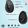 Logitech Lift Vertical Ergonomic Mouse, Graphite, Wireless, Quiet clicks