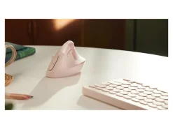 Logitech Lift Vertical Ergonomic Mouse, Wireless, Bluetooth or Logi Bolt USB receiver, Quiet clicks, 4 buttons, Rose - 910006472