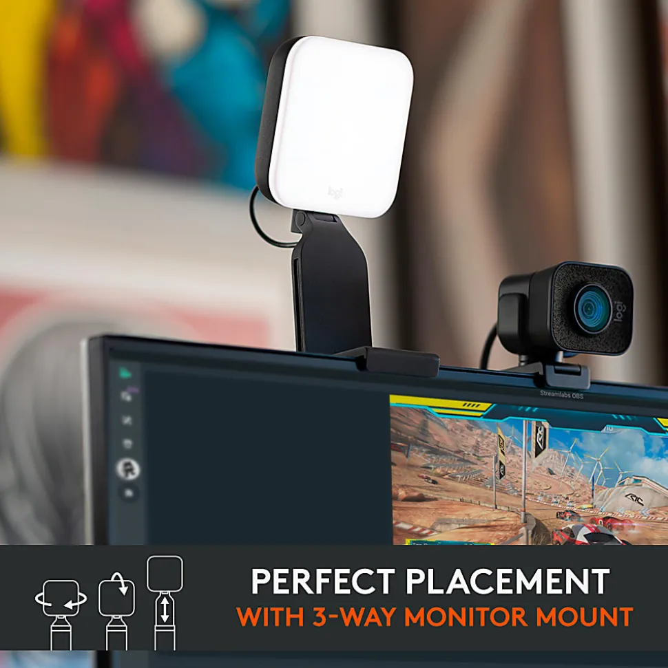 Logitech® Litra Glow Premium Streaming Light With Adjustable Mount, Graphite, 9YZ721