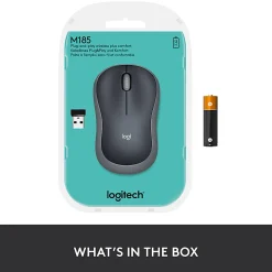 Logitech M185 Ambidextrous Wireless Mouse, Swift Gray