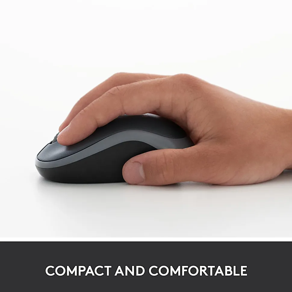 Logitech M185 Ambidextrous Wireless Mouse, Swift Gray