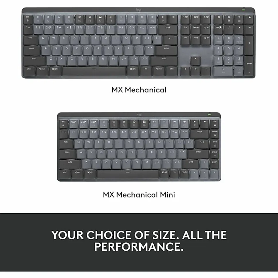 Logitech Master Series MX Mechanical Mini Illuminated Performance Wireless Keyboard, Graphite, 920-010551