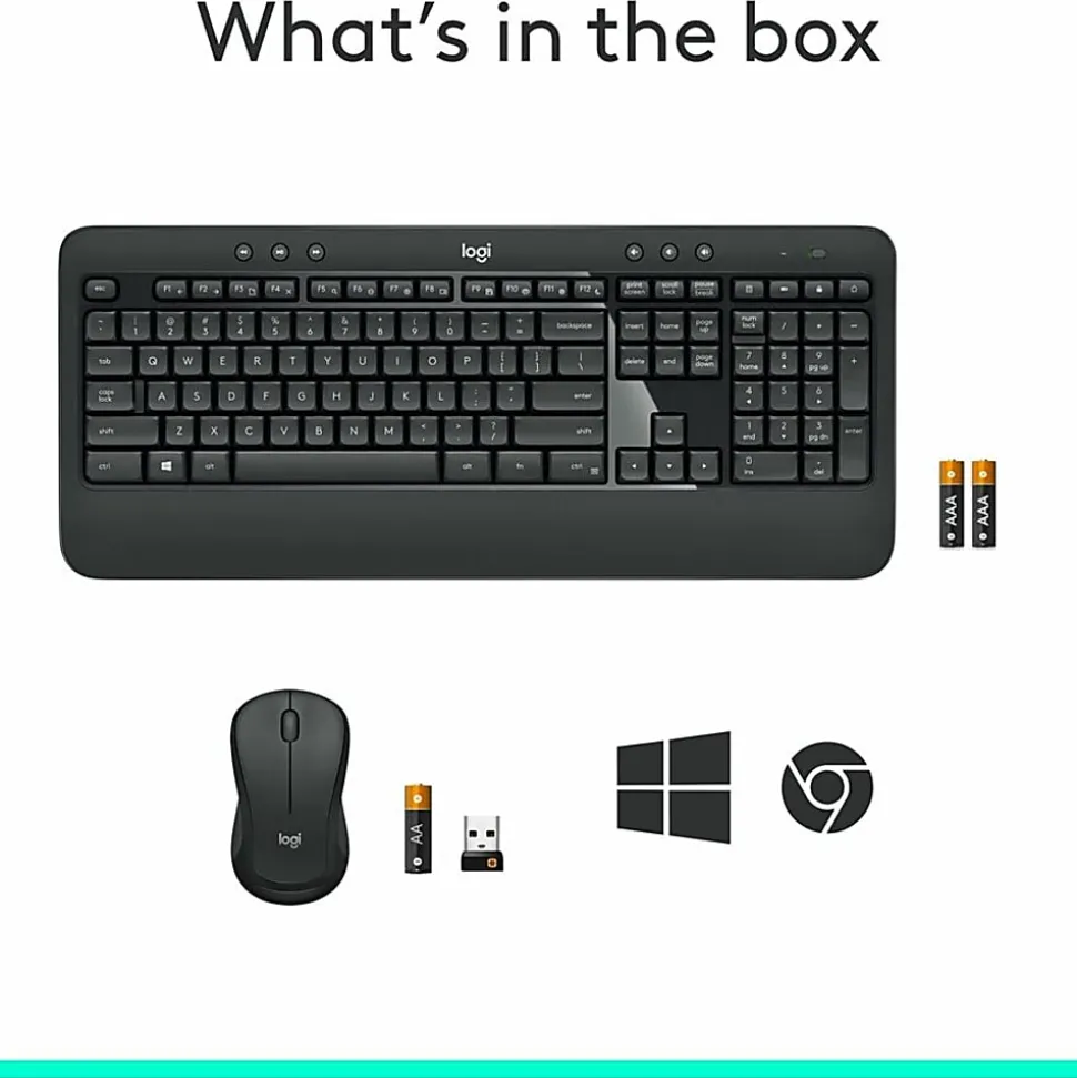 Logitech® MK540 Advanced Wireless Keyboard and Mouse Combo, Black