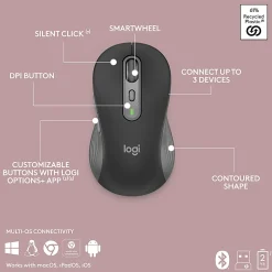 Logitech MK955 Signature Slim Wireless Keyboard And Mouse Combo, Full Size, Graphite, 920-012425