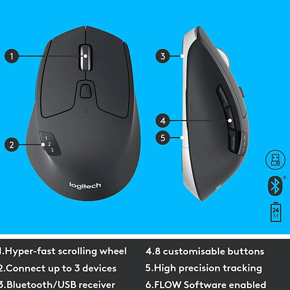 Logitech® MK850 Wireless Keyboard & Mouse, Black