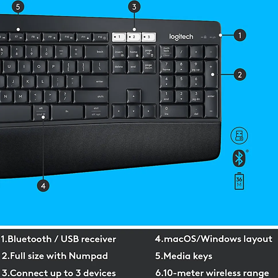 Logitech® MK850 Wireless Keyboard & Mouse, Black