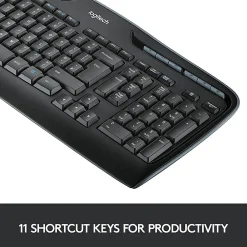 Logitech®MK320 Wireless Straight Full-Size Keyboard & Ambidextrous Optical Mouse, Black