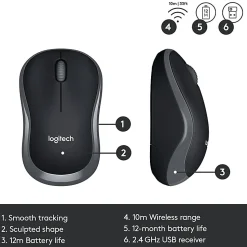 Logitech®MK320 Wireless Straight Full-Size Keyboard & Ambidextrous Optical Mouse, Black