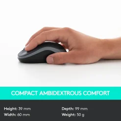 Logitech®MK320 Wireless Straight Full-Size Keyboard & Ambidextrous Optical Mouse, Black