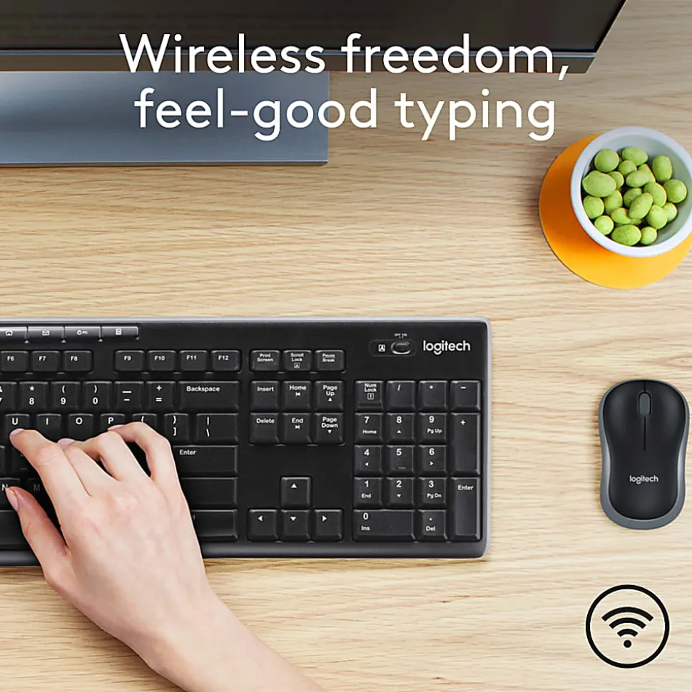 Logitech® MK270 Wireless Straight Full-Size Keyboard & Mouse, Black