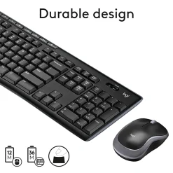 Logitech® MK270 Wireless Straight Full-Size Keyboard & Mouse, Black