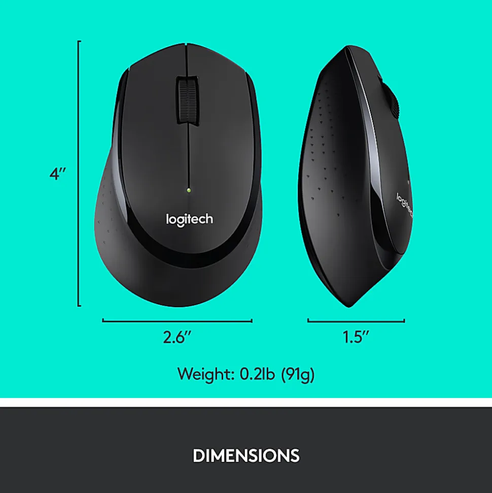 Logitech® MK345 Wireless Straight Full Size Keyboard & Right-Handed Optical Mouse, Black