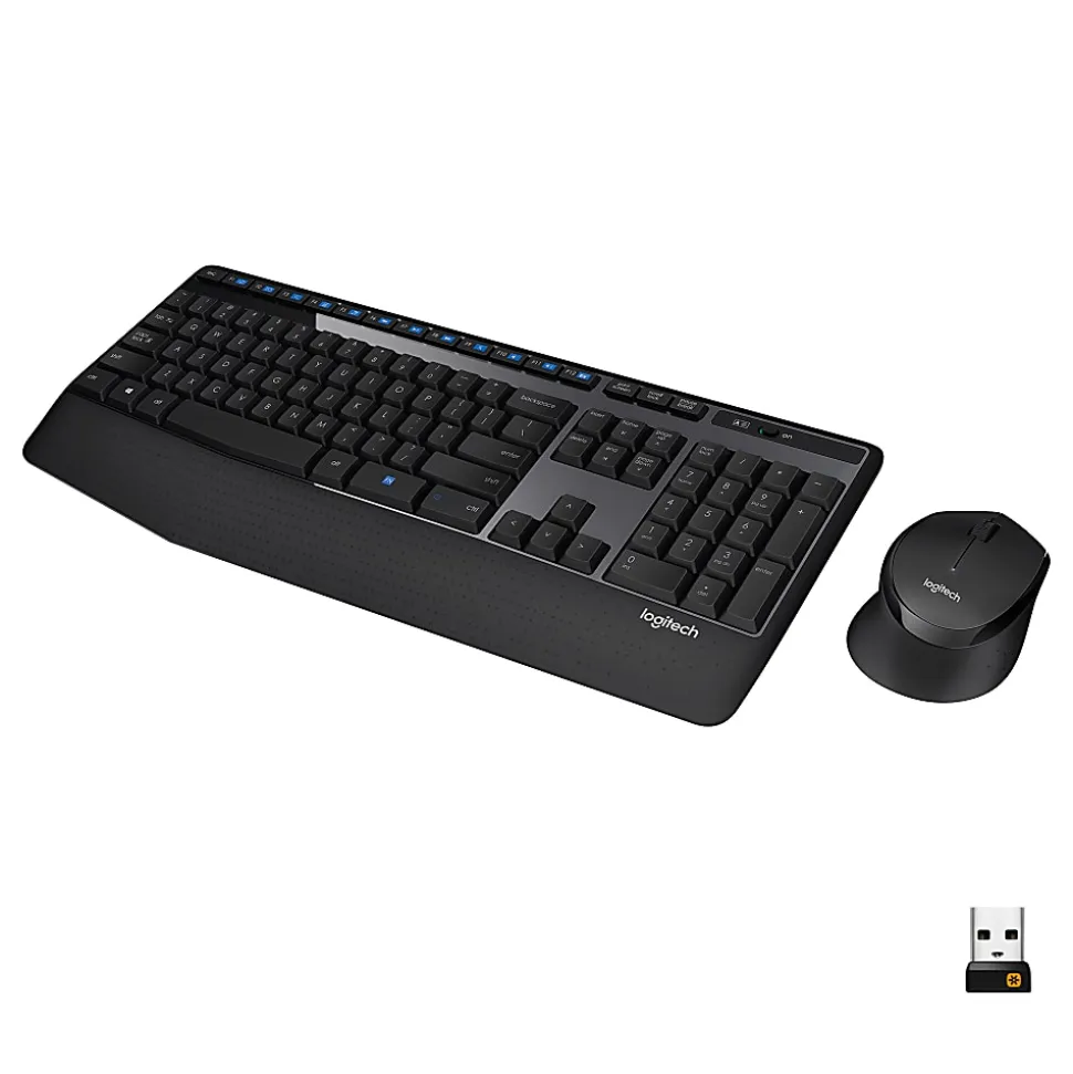Logitech® MK345 Wireless Straight Full Size Keyboard & Right-Handed Optical Mouse, Black