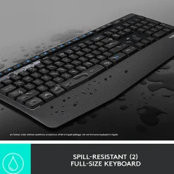 Logitech® MK345 Wireless Straight Full Size Keyboard & Right-Handed Optical Mouse, Black