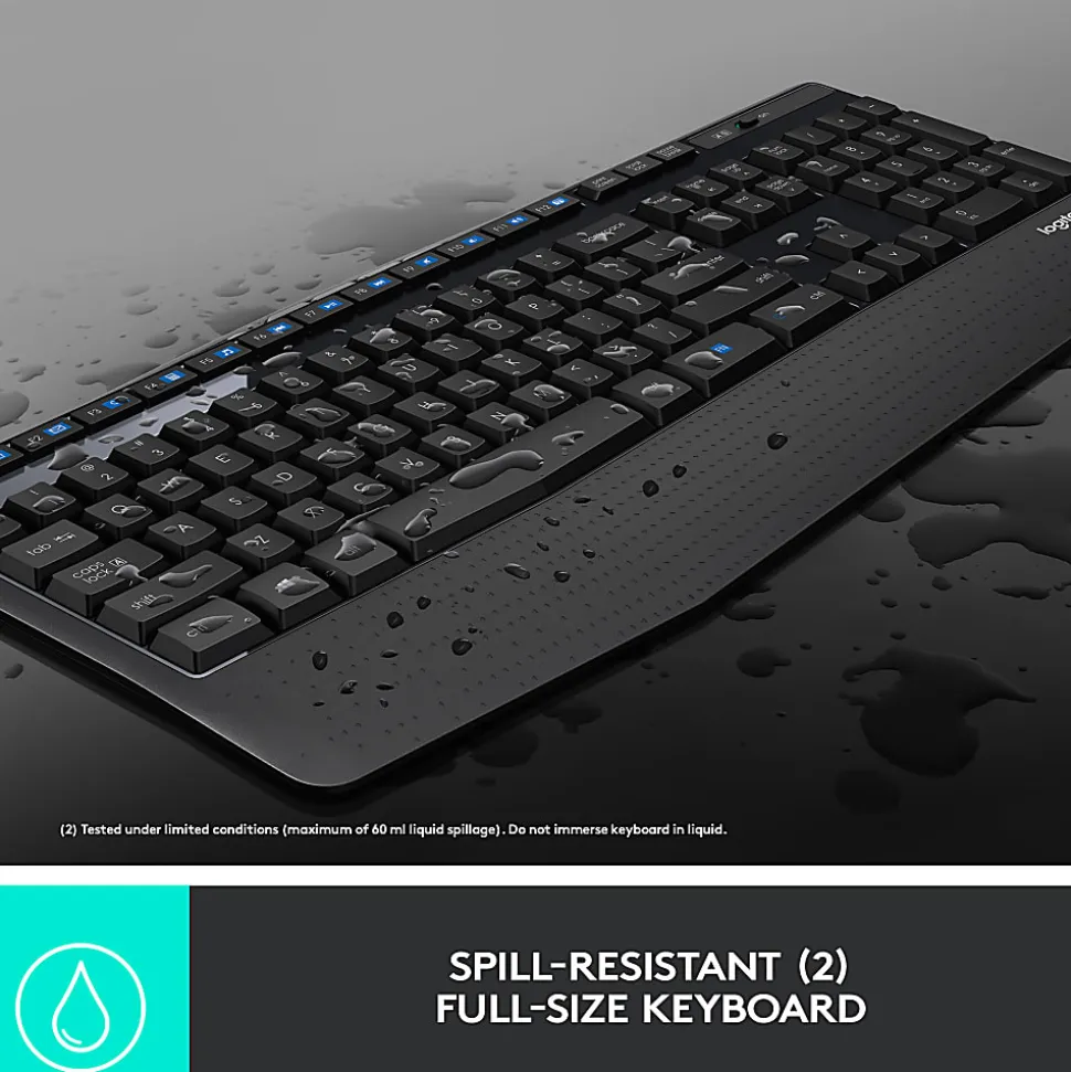Logitech® MK345 Wireless Straight Full Size Keyboard & Right-Handed Optical Mouse, Black