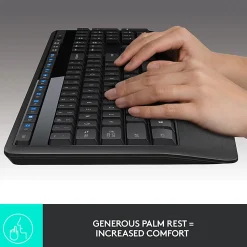 Logitech® MK345 Wireless Straight Full Size Keyboard & Right-Handed Optical Mouse, Black