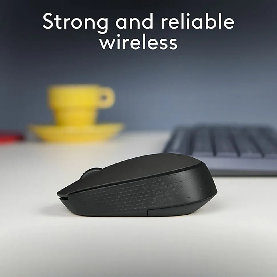 Logitech M170 Mouse - Optical - Wireless - Radio Frequency - Black - USB - Scroll Wheel - 2 Button(s) - Symmetrical