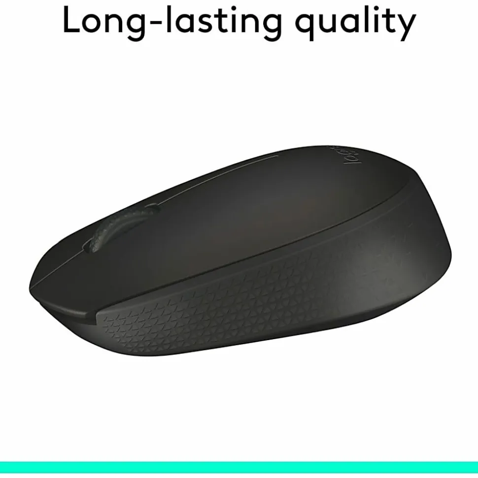 Logitech M170 Mouse - Optical - Wireless - Radio Frequency - Black - USB - Scroll Wheel - 2 Button(s) - Symmetrical