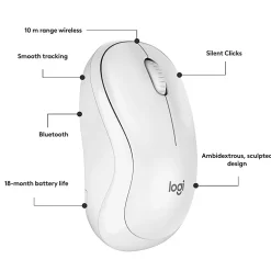 Logitech® M240 Silent Bluetooth® Mouse, Compact, Off-White, 910-007116