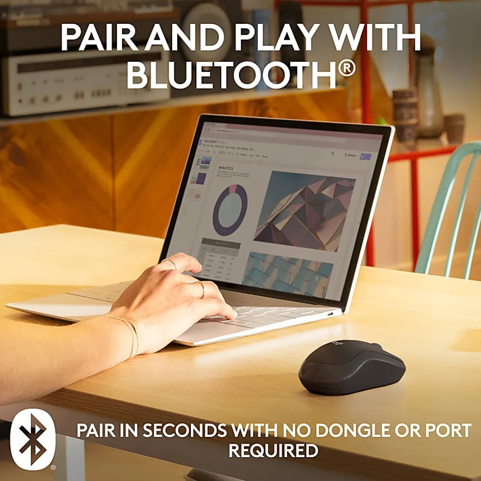 Logitech® M240 Silent Bluetooth® Wireless Mouse, 48% Recycled, Graphite, 910-007113