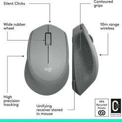 Logitech® M330 Silent Plus Wireless Mouse, Silver