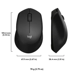 Logitech M330 SILENT Wireless Mouse, 2.4GHz with USB Nano Receiver, 1000 DPI Optical Tracking, Black