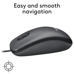 Logitech M100 Wired USB Mouse, Gray