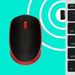 Logitech M170 Wireless Compact Mouse (Red) - Optical - Wireless - Radio Frequency - 2.40 GHz - Red - USB - 910004941