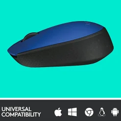 Logitech M170 Wireless Mouse - Optical - Wireless - Radio Frequency - Blue - USB 2.0 - 1000 dpi - Scroll Wheel - Symmetrical