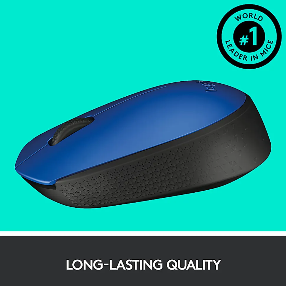 Logitech M170 Wireless Mouse - Optical - Wireless - Radio Frequency - Blue - USB 2.0 - 1000 dpi - Scroll Wheel - Symmetrical