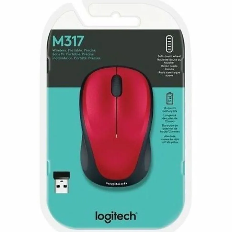 Logitech® M317 Wireless Mouse, Red