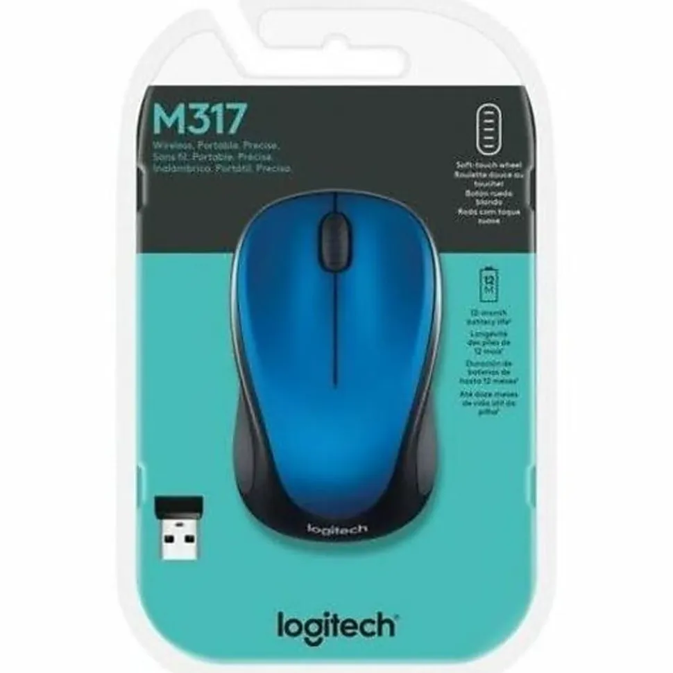 Logitech® M317 Wireless Mouse, Steel Blue