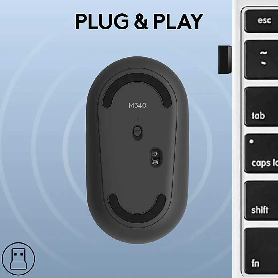 Logitech M340 Wireless Mouse with Limited Edition, USB Receiver and Silent Clicks, Portable Wireless Mouse - 910007282