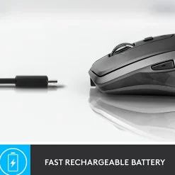 Logitech MX Anywhere 2S Mouse - Darkfield - Wireless - 33 ft - Bluetooth/Radio Frequency - Rechargeable - 910007232