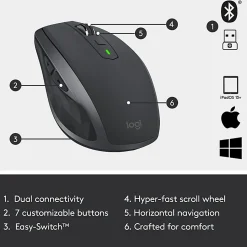 Logitech® MX Anywhere 2S Wireless Mouse, Graphite, 910-005132