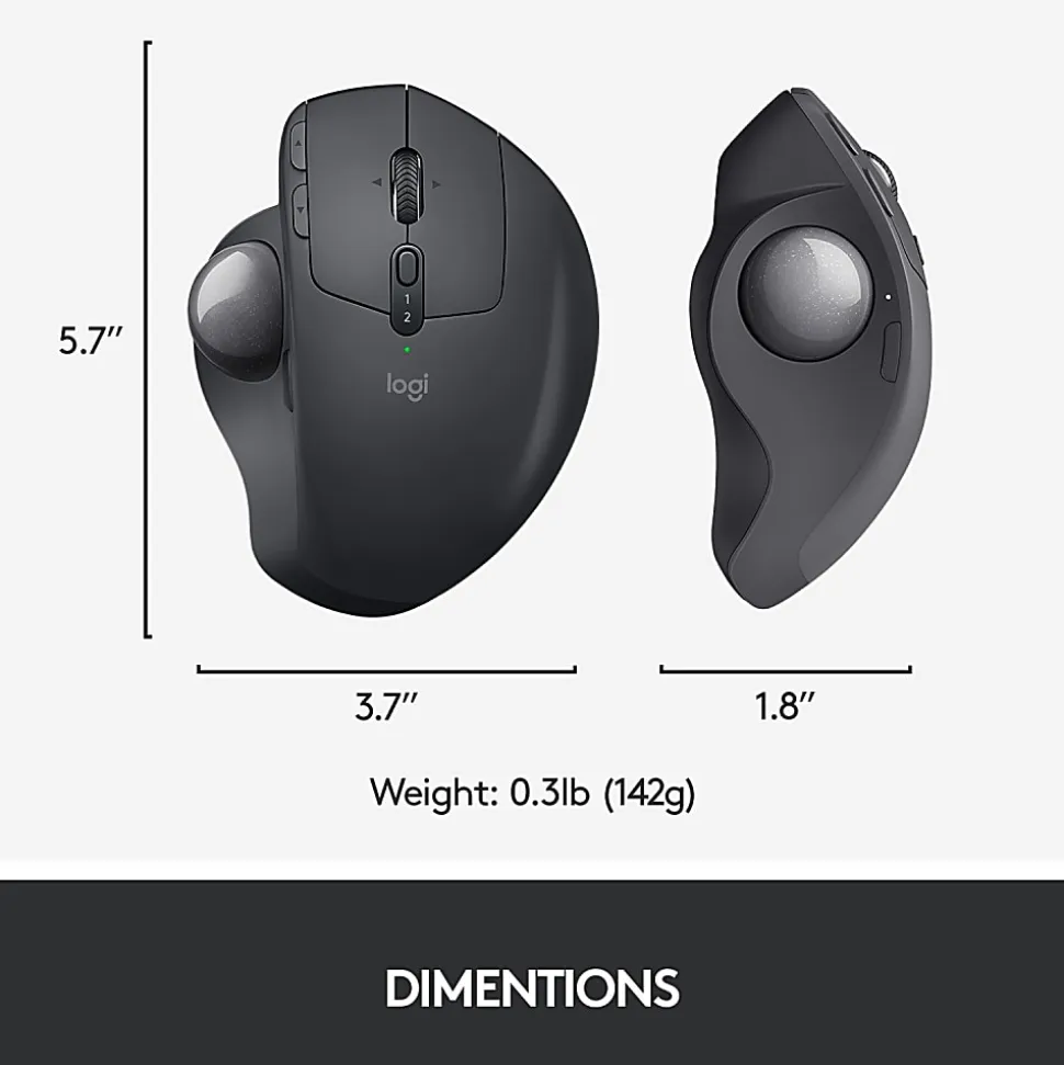 Logitech® MX ERGO PLUS Advanced Wireless Trackball Mouse, Black, 910-005178