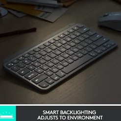 Logitech® MX Keys Mini Minimalist Wireless Illuminated Keyboard, Pale Gray